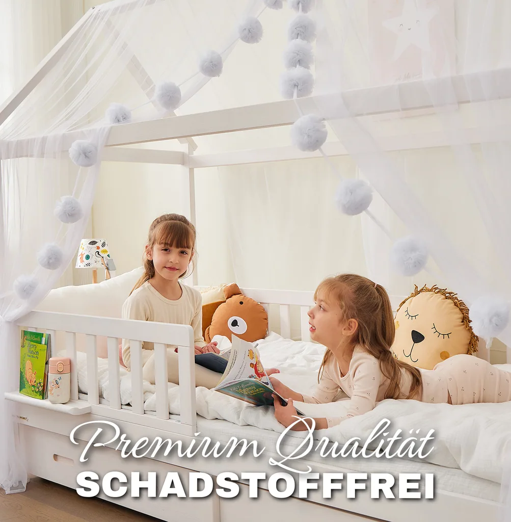 Alavya Home Deko-Set XL 150x340 cm Musselin Bio-Baumwolle - 3er-Set, Weiß