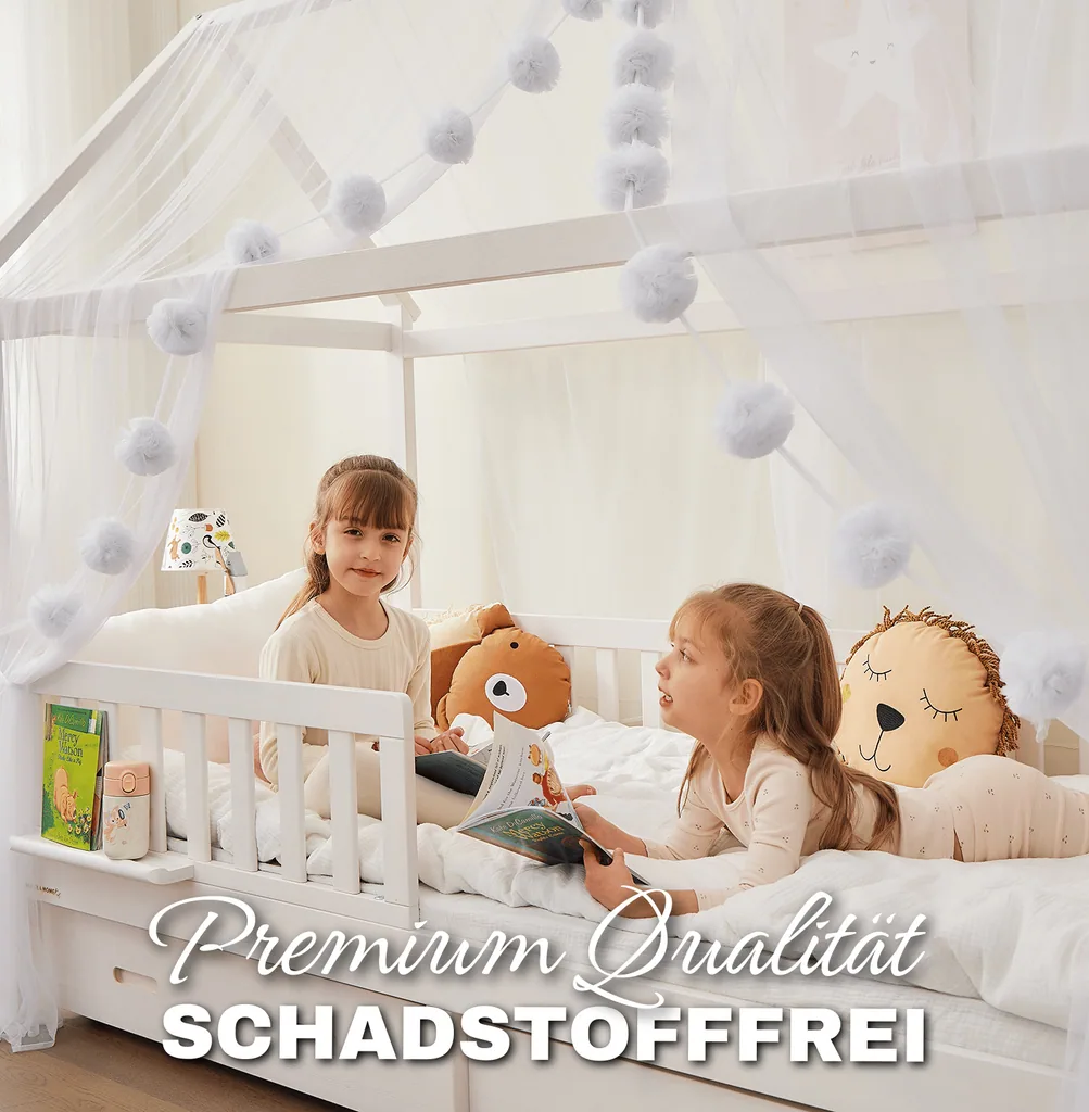 Alavya Home Deko-Set XL 150x340 cm Musselin Bio-Baumwolle - 3er-Set, Weiß