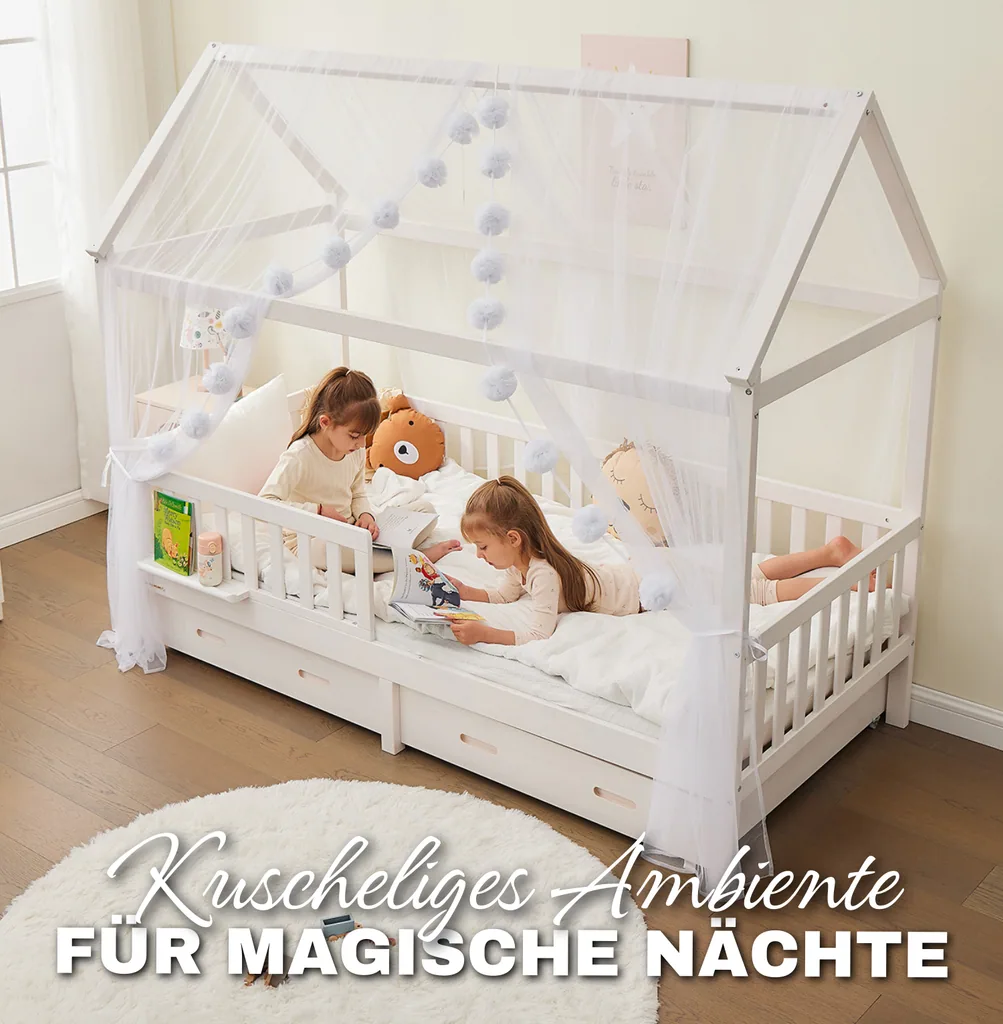 Alavya Home Deko-Set XL 150x340 cm Musselin Bio-Baumwolle - 3er-Set, Weiß