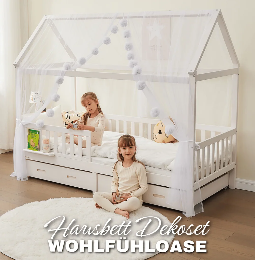 Alavya Home Deko-Set XL 150x340 cm Musselin Bio-Baumwolle - 3er-Set, Weiß