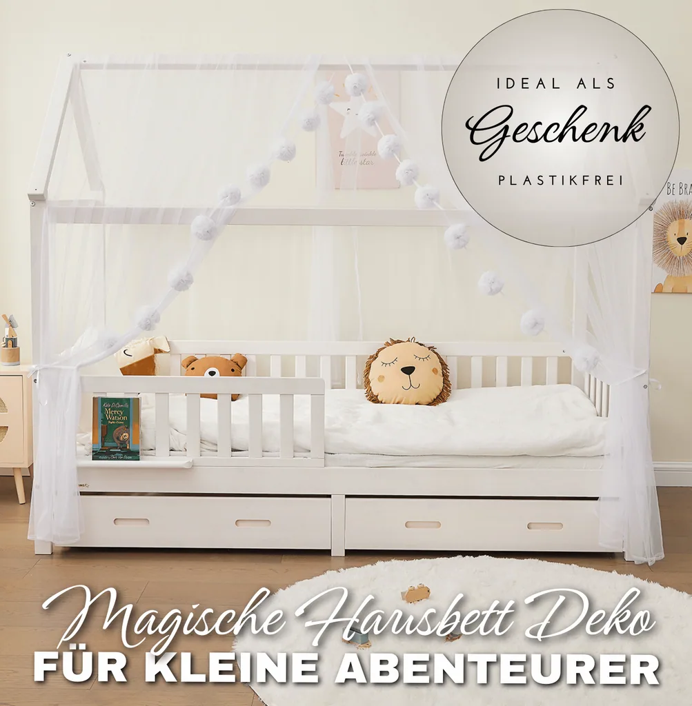 Alavya Home Deko-Set XL 150x340 cm Musselin Bio-Baumwolle - 3er-Set, Weiß