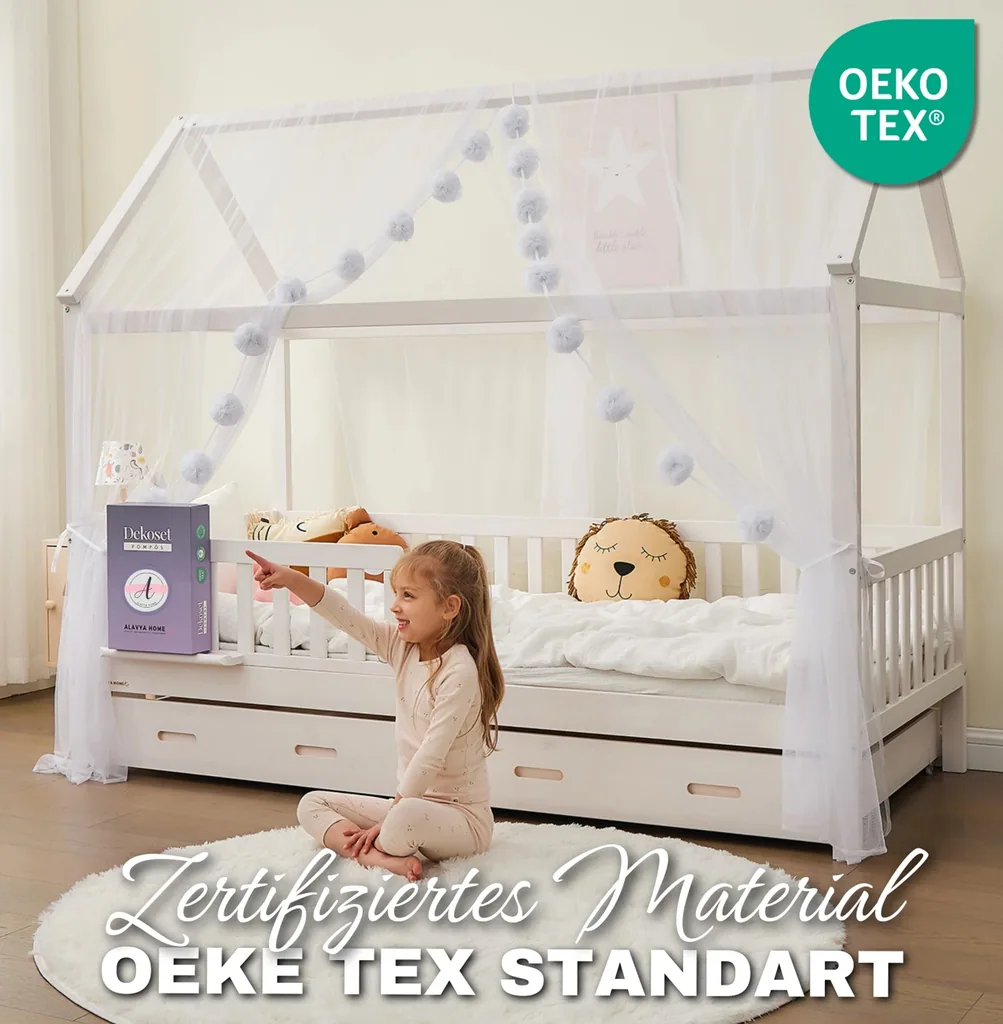 Alavya Home Deko-Set XL 150x340 cm Musselin Bio-Baumwolle - 3er-Set, Weiß