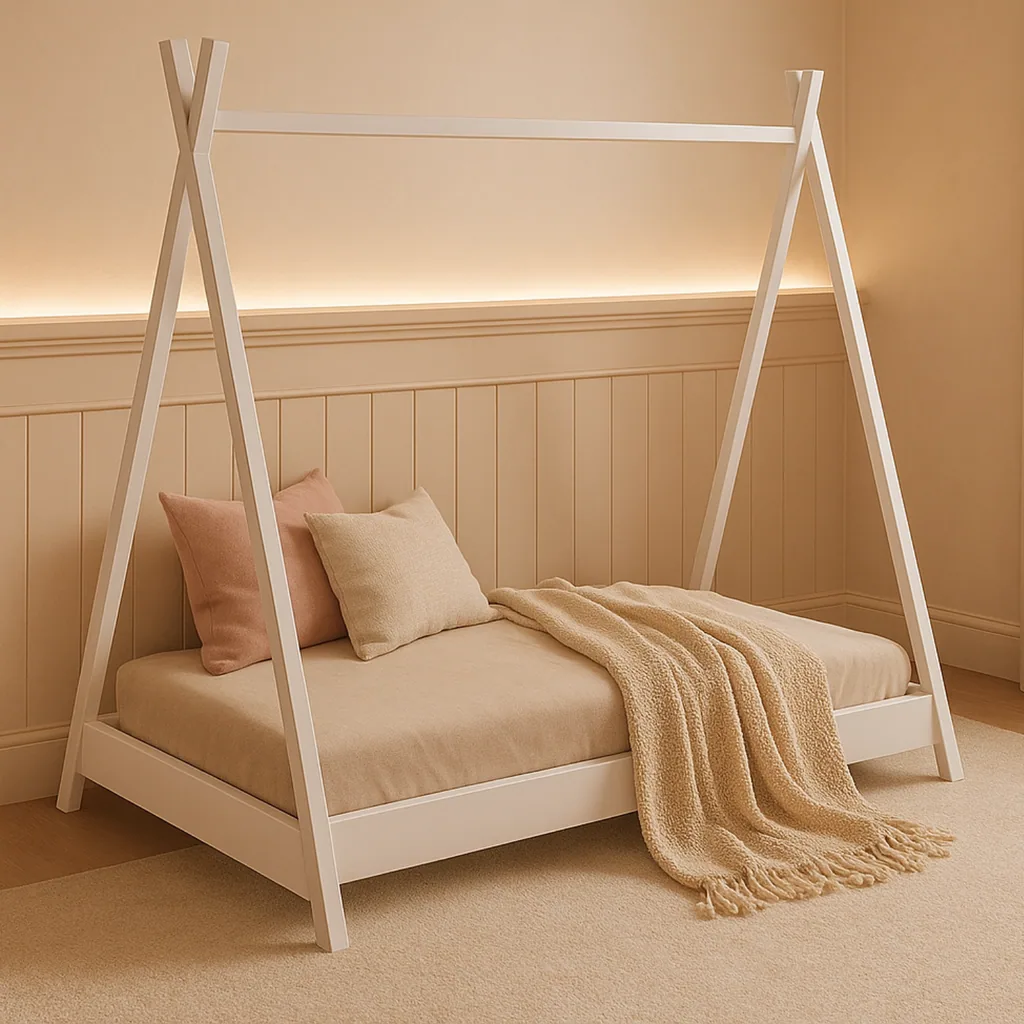 Alavya Home TIPI Kinderbett LUNA 70x140 cm Buche - Weiß