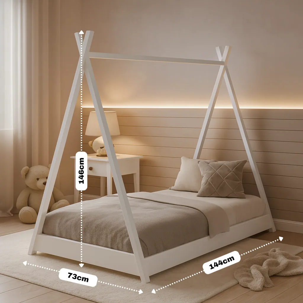 Alavya Home TIPI Kinderbett LUNA 70x140 cm Buche - Weiß