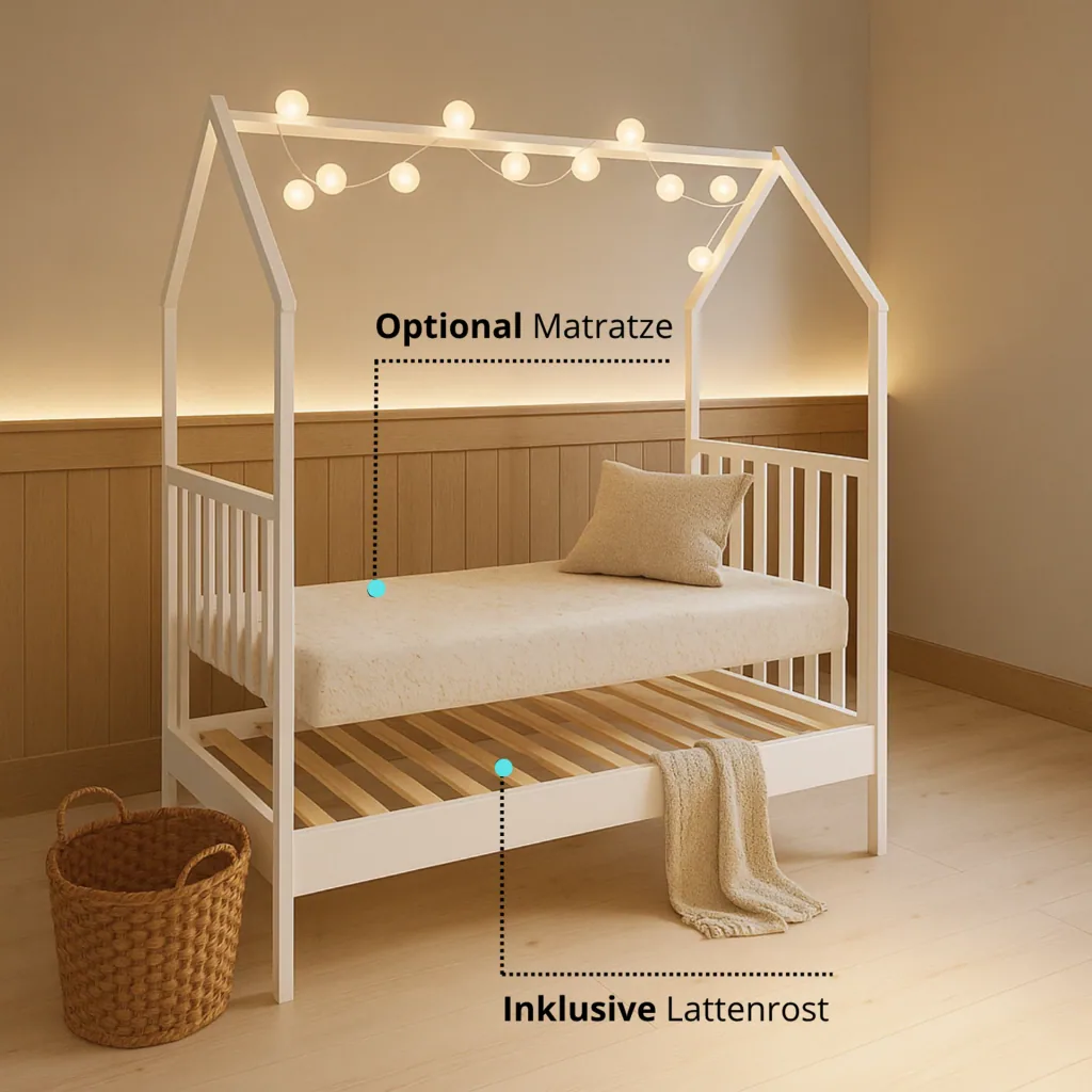 Alavya Home Babybett ELLA 70x140 cm Kiefer - Weiß