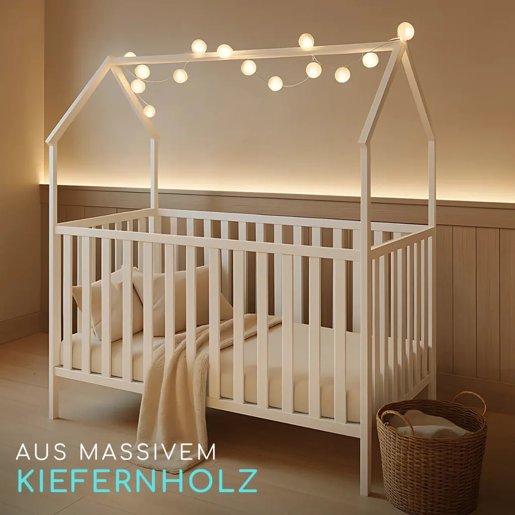 Alavya Home Babybett ELLA 70x140 cm Kiefer - Weiß