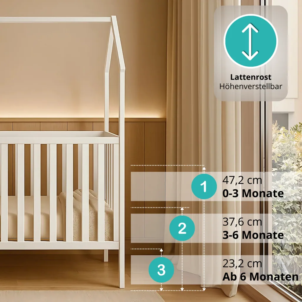 Alavya Home Babybett ELLA 70x140 cm Kiefer - Weiß