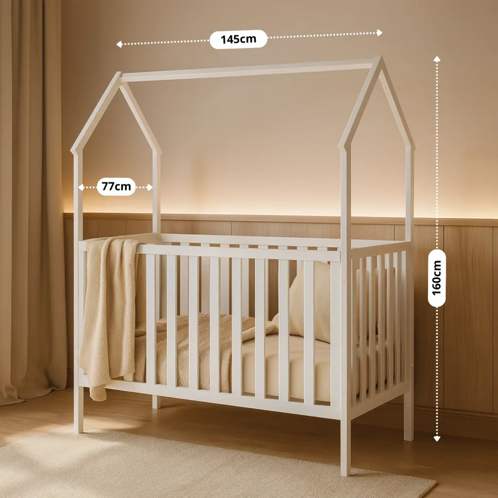 Alavya Home Babybett ELLA 70x140 cm Kiefer - Weiß
