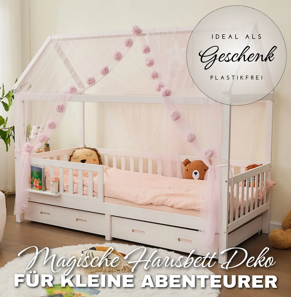 Alavya Home Deko-Set XL 150x340 cm Musselin Bio-Baumwolle - 3er-Set, Rosa