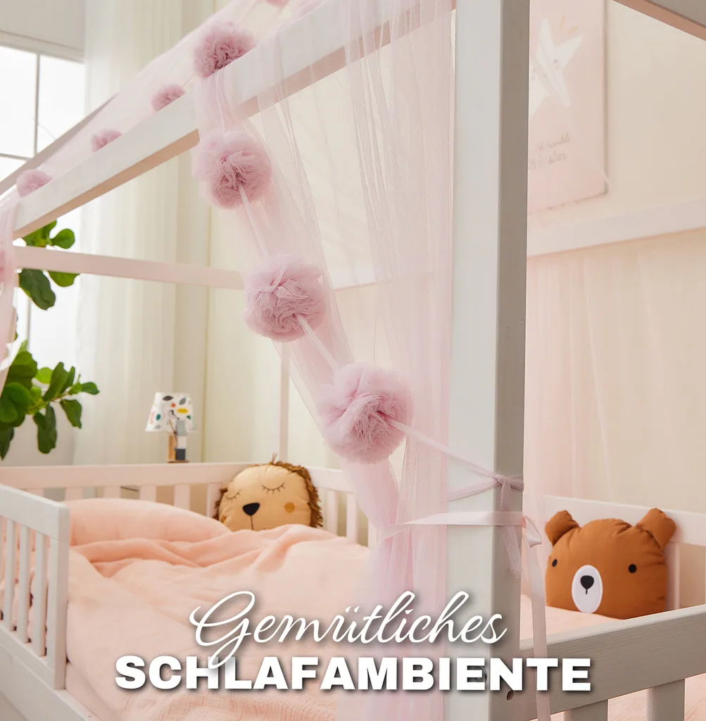 Alavya Home Deko-Set XL 150x340 cm Musselin Bio-Baumwolle - 3er-Set, Rosa