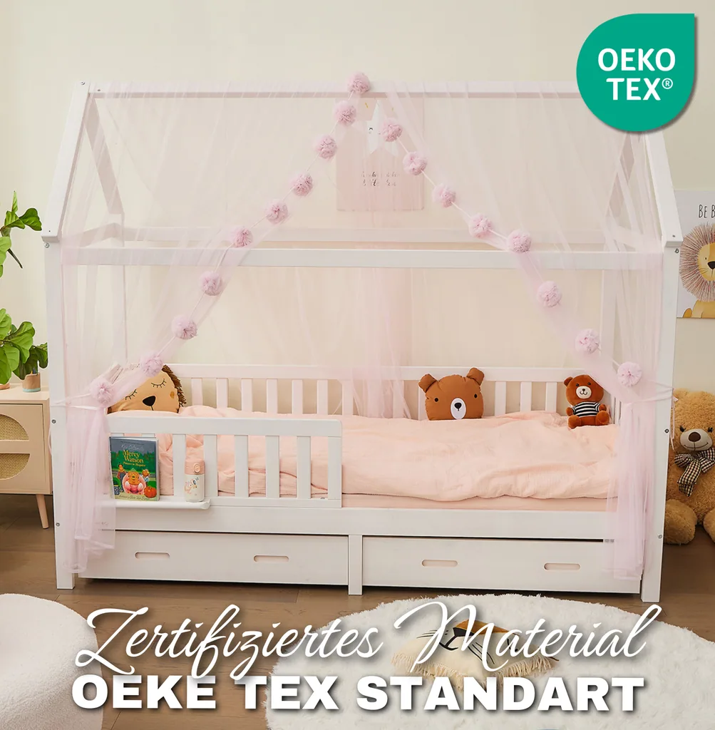 Alavya Home Deko-Set XL 150x340 cm Musselin Bio-Baumwolle - 3er-Set, Rosa