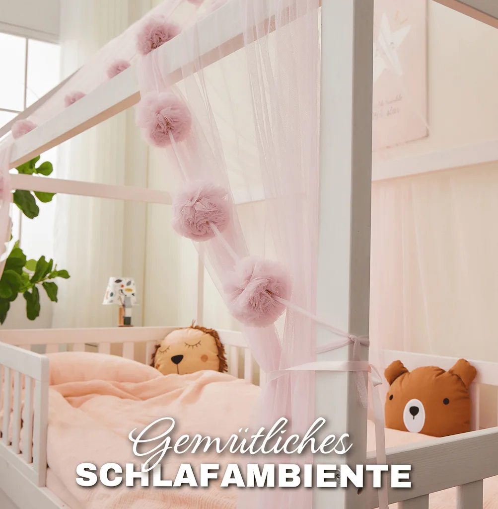 Alavya Home Deko-Set XL 150x340 cm Musselin Bio-Baumwolle - 3er-Set, Rosa
