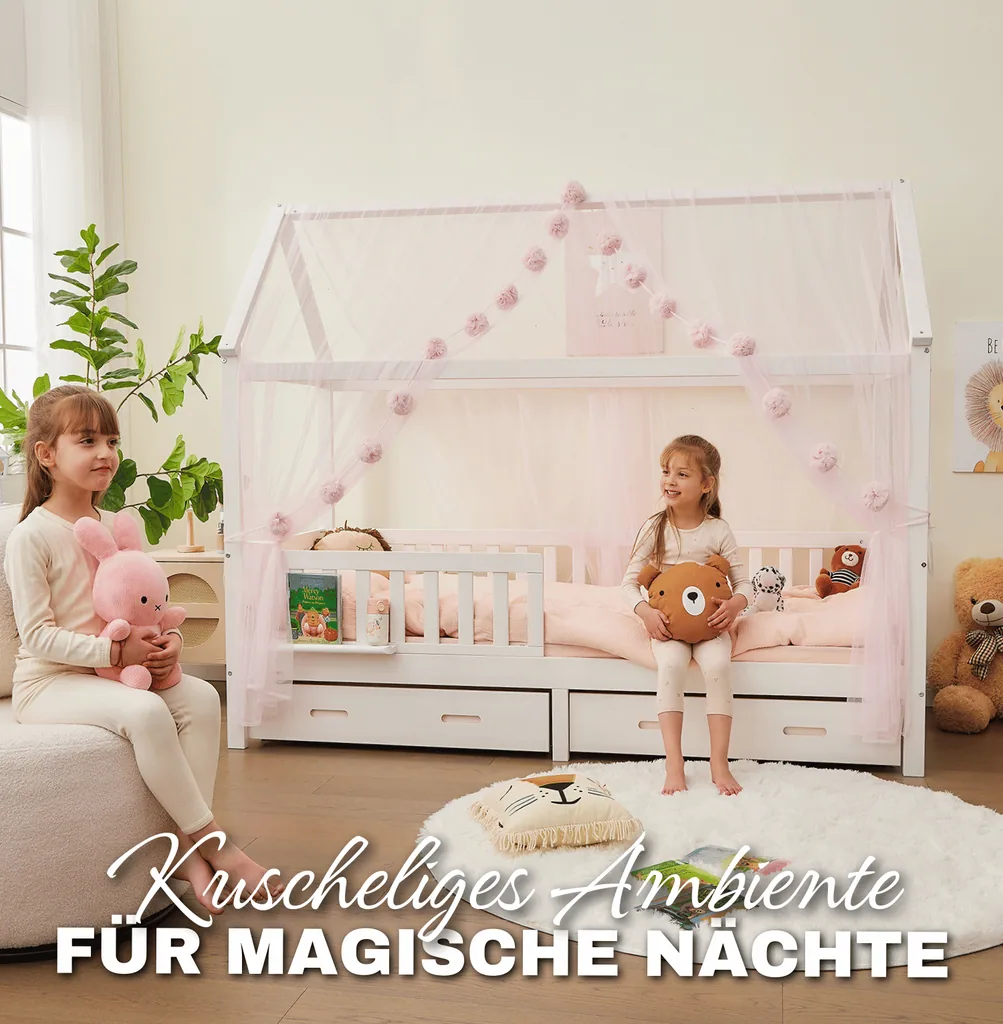Alavya Home Deko-Set XL 150x340 cm Musselin Bio-Baumwolle - 3er-Set, Rosa