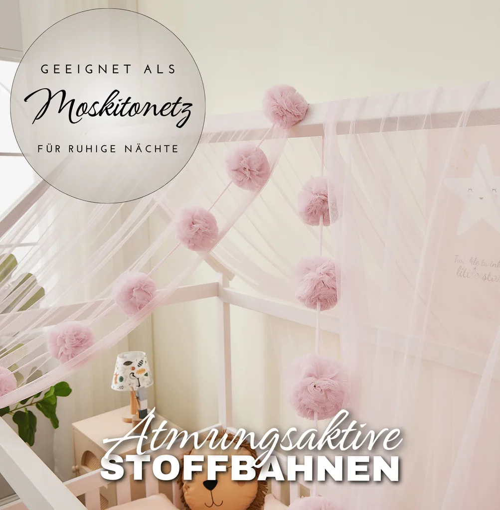Alavya Home Deko-Set XL 150x340 cm Musselin Bio-Baumwolle - 3er-Set, Rosa