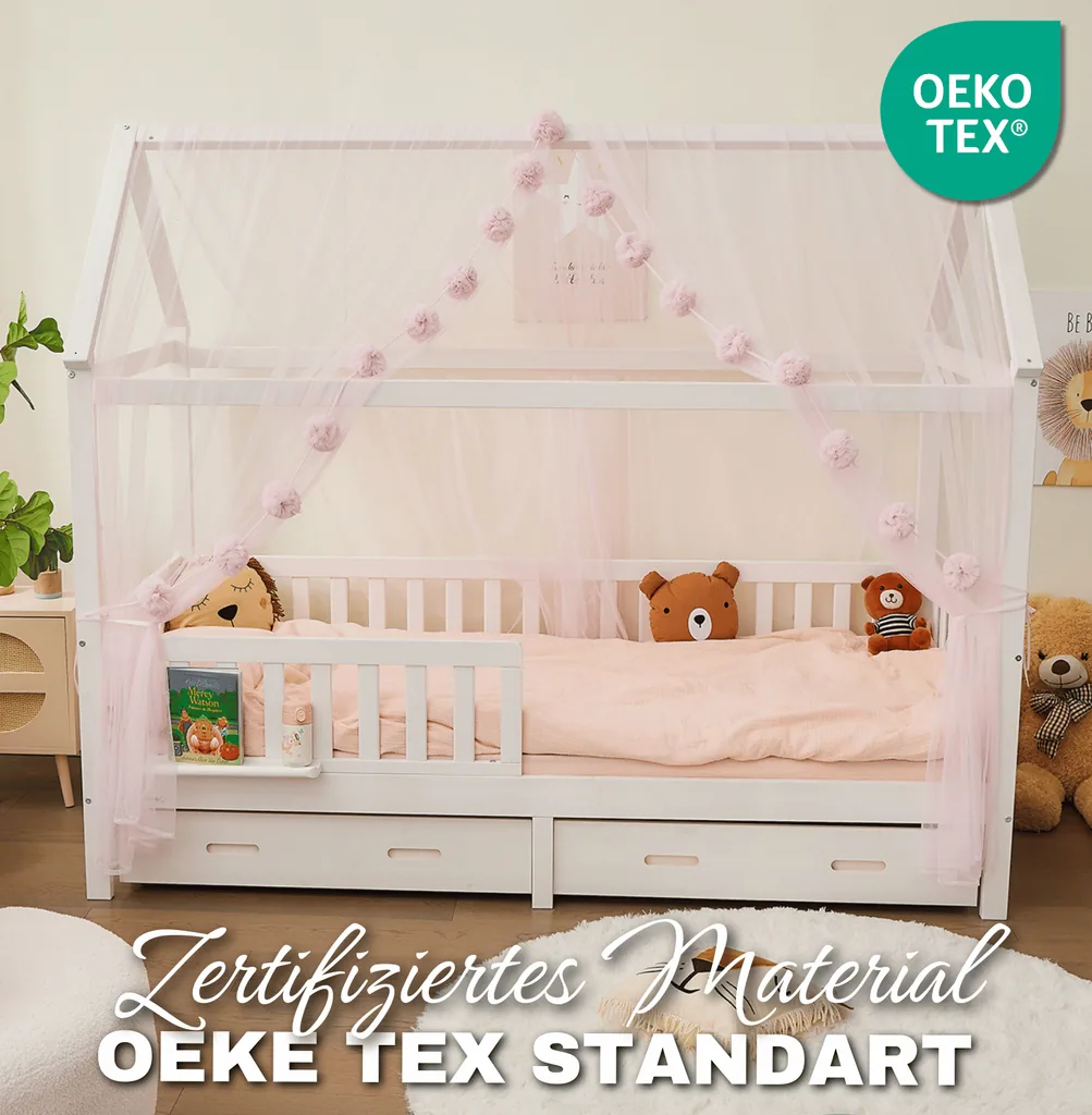 Alavya Home Deko-Set XL 150x340 cm Musselin Bio-Baumwolle - 3er-Set, Rosa