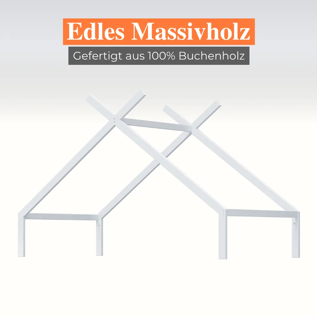 Alavya Home Dachaufsatz Dach 1 für Bodenbett TITAN 80 x 160 cm aus Buche Weiß – nur Dach, ohne Bett