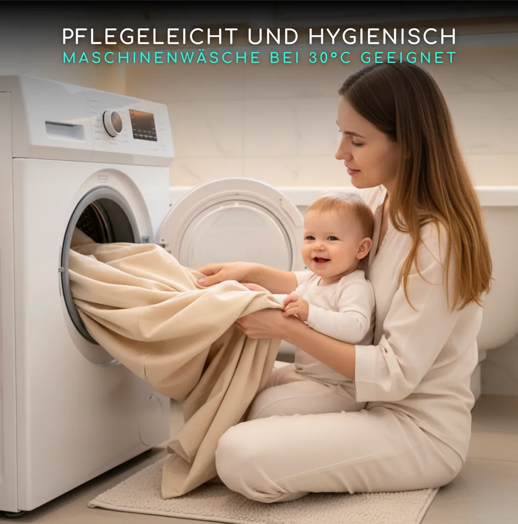 Alavya Home Babybett Betthimmel mit Himmelstange 150x240 cm Bio-Baumwolle - Beige