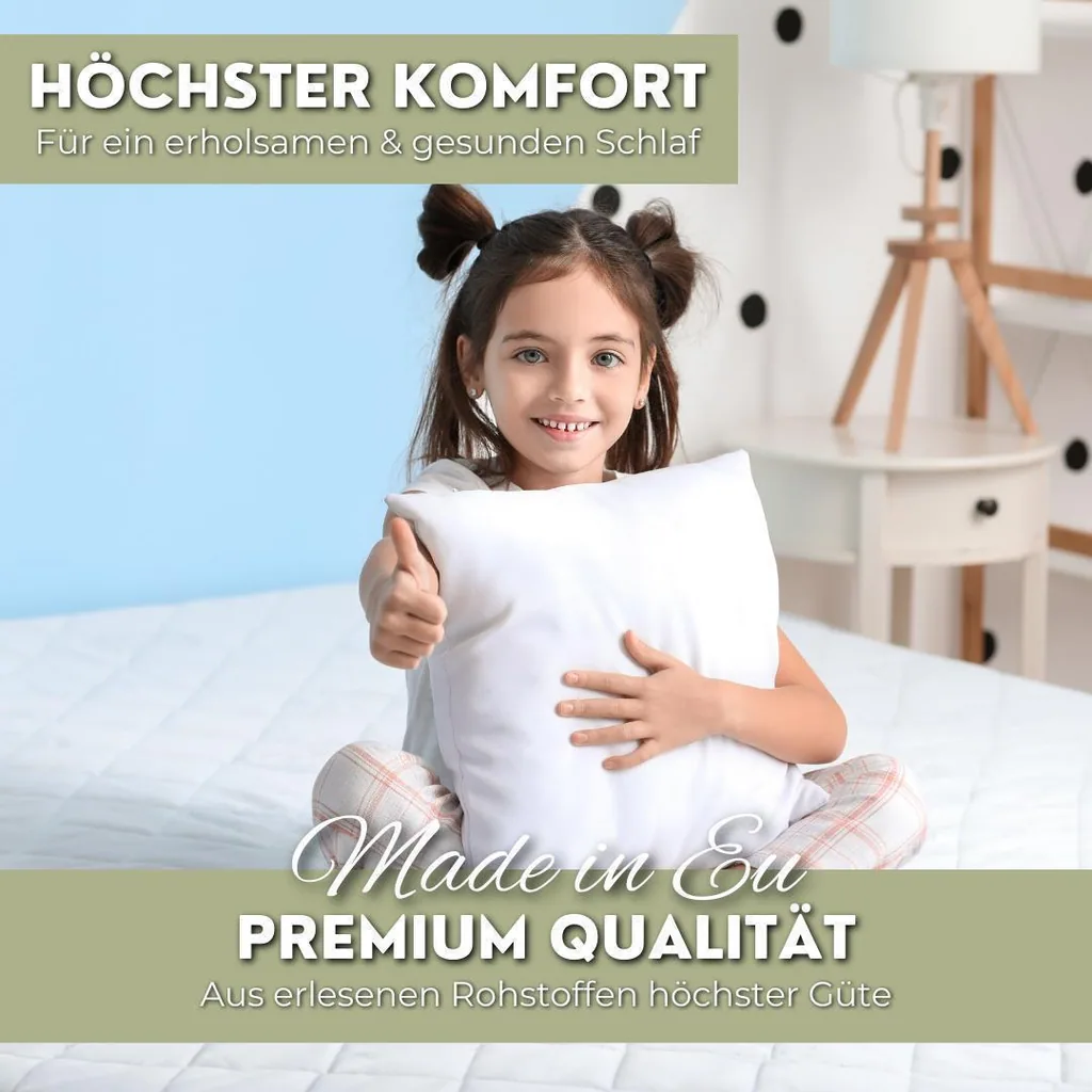 Alavya Home Kindermatratze COZY 80x180 cm Kaltschaum inkl. Spannbettlaken – 2-teiliges Set, Weiß