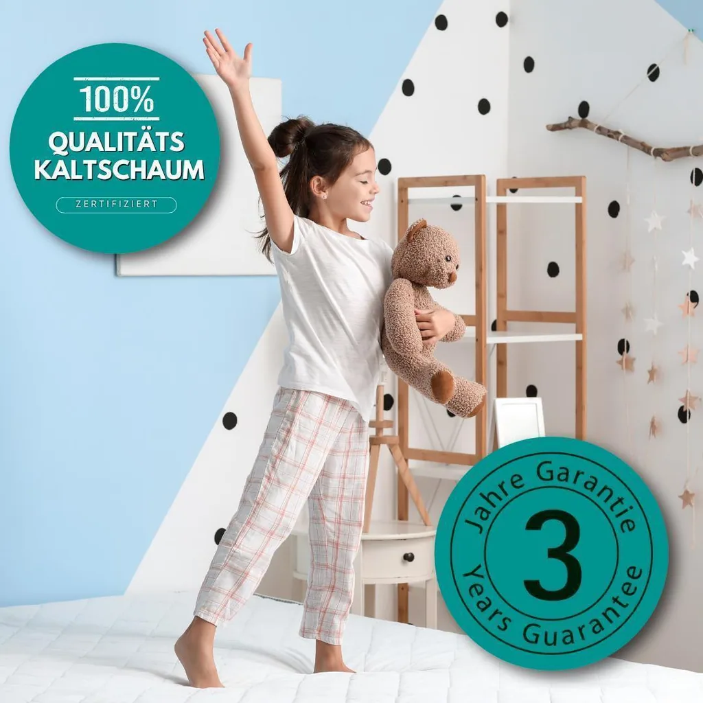 Alavya Home Kindermatratze COZY 80x180 cm Kaltschaum inkl. Spannbettlaken – 2-teiliges Set, Weiß