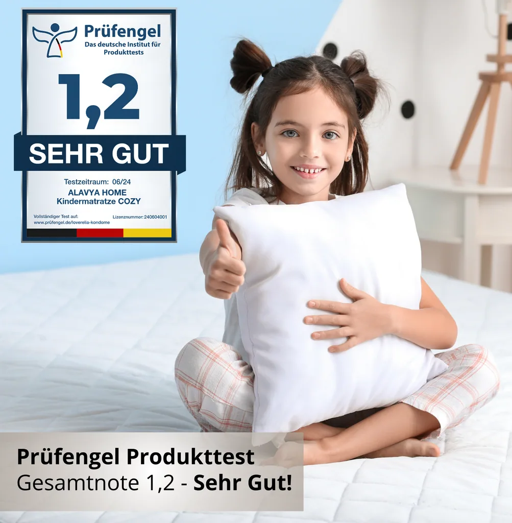 Alavya Home Kindermatratze COZY 80x180 cm Kaltschaum inkl. Spannbettlaken – 2-teiliges Set, Weiß