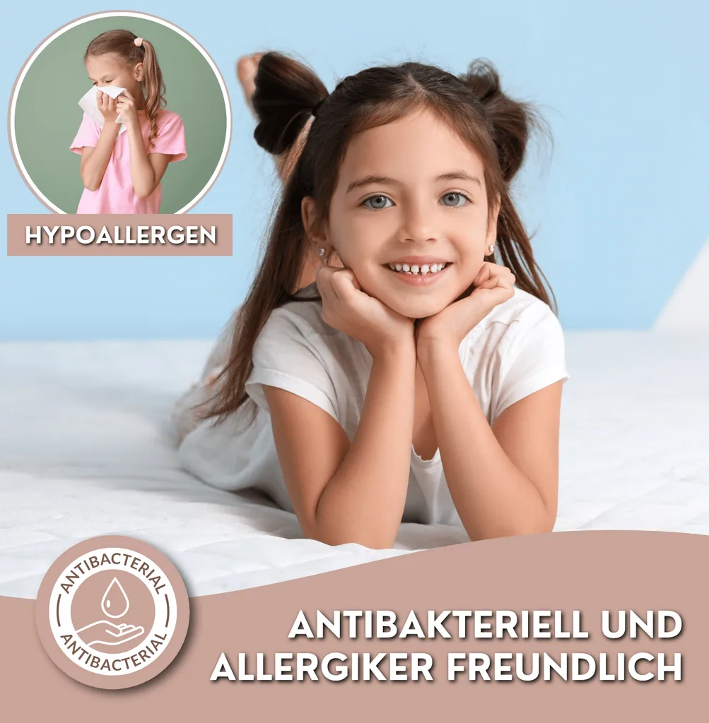 Alavya Home Kindermatratze COZY 80x180 cm Kaltschaum inkl. Spannbettlaken – 2-teiliges Set, Weiß