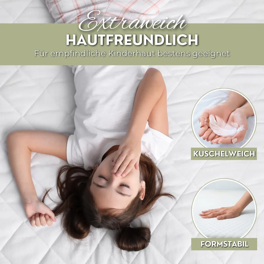 Alavya Home Kindermatratze COZY 80x180 cm Kaltschaum inkl. Spannbettlaken – 2-teiliges Set, Weiß