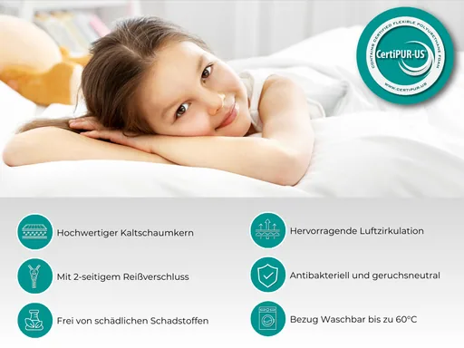 Alavya Home Kindermatratze COZY 80x180 cm Kaltschaum inkl. Spannbettlaken – 2-teiliges Set, Weiß