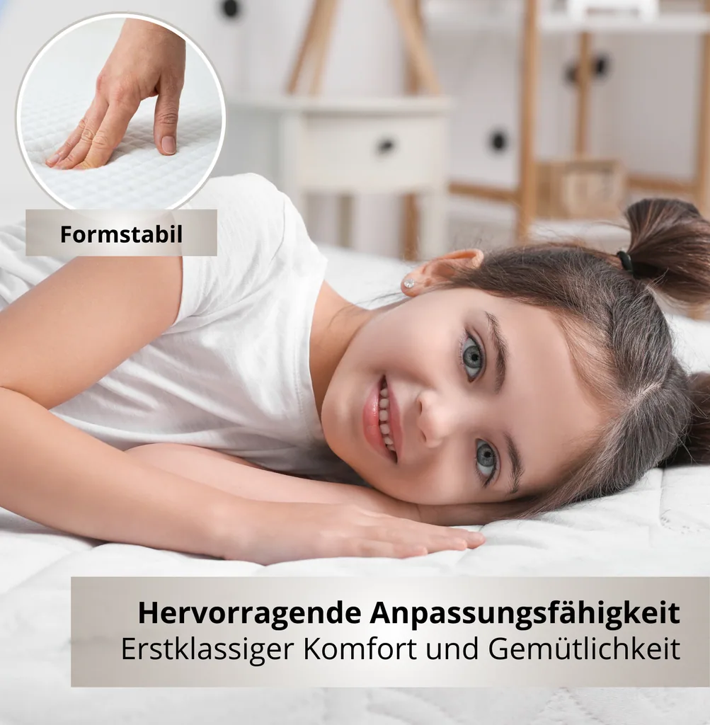 Alavya Home Kindermatratze COZY 80x180 cm Kaltschaum inkl. Spannbettlaken – 2-teiliges Set, Weiß