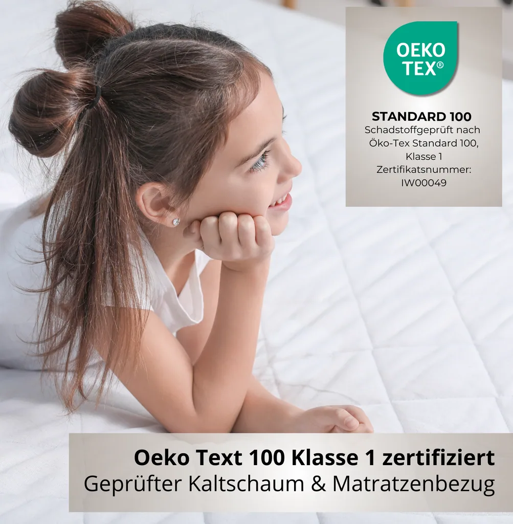 Alavya Home Kindermatratze COZY 80x180 cm Kaltschaum inkl. Spannbettlaken – 2-teiliges Set, Weiß