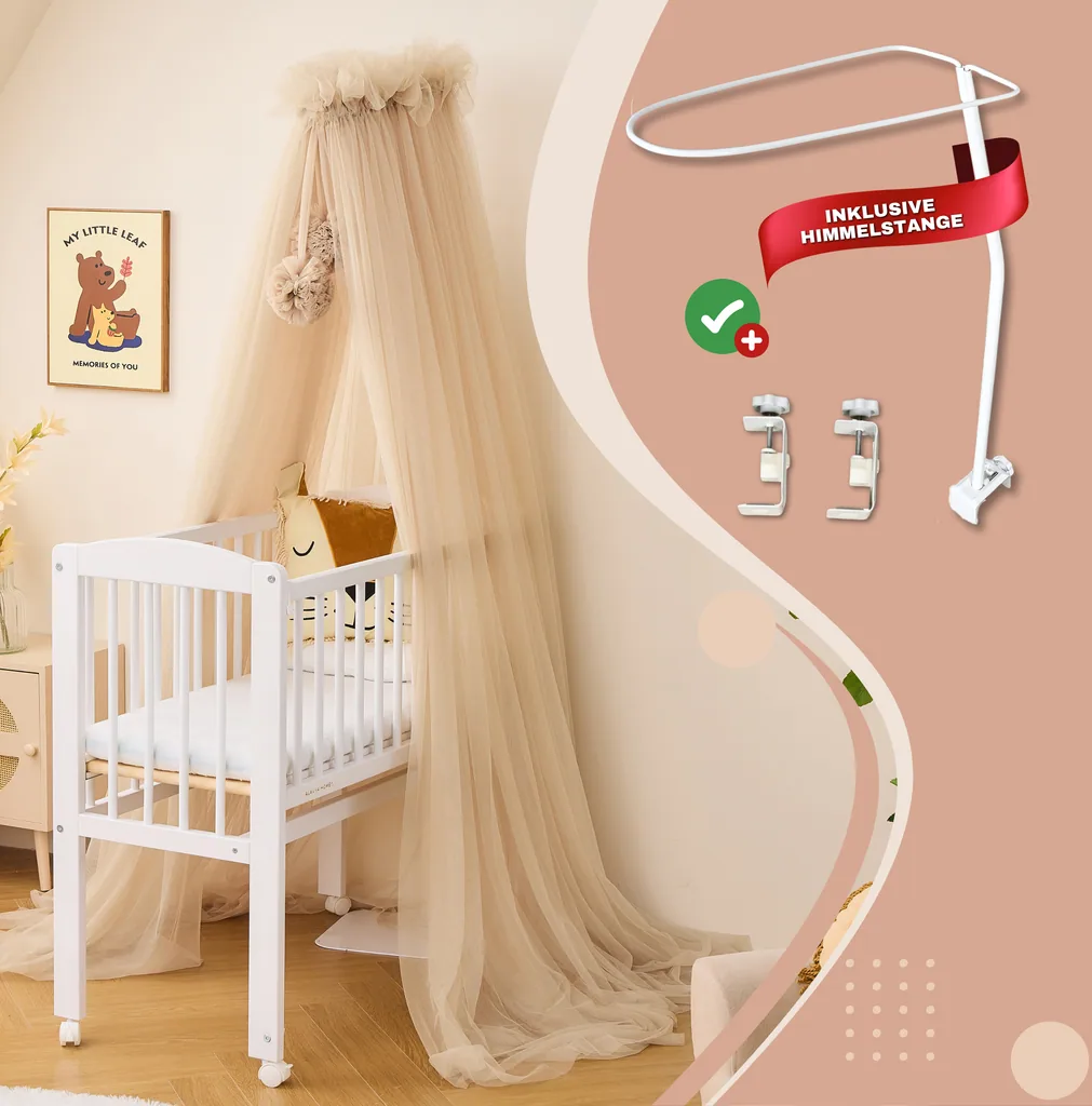 Alavya Home Betthimmel aus Tüll mit Pompons - Beige