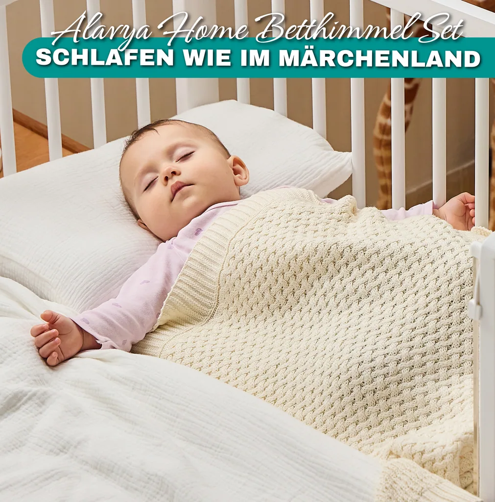 Alavya Home Betthimmel aus Tüll mit Pompons - Weiß