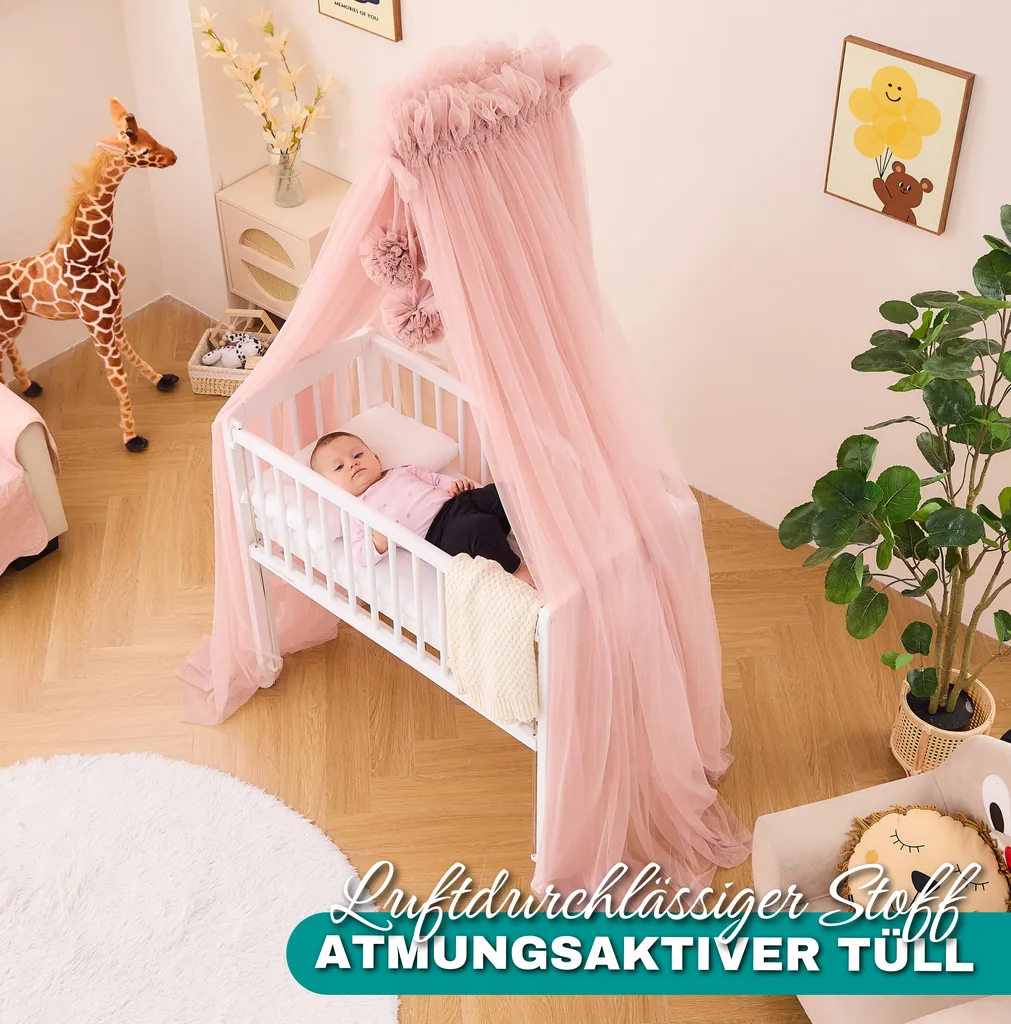 Alavya Home Betthimmel aus Tüll mit Pompons - Rosa