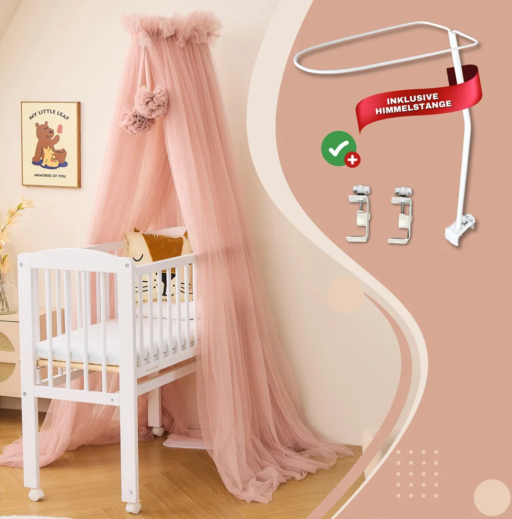 Alavya Home Betthimmel aus Tüll mit Pompons - Rosa