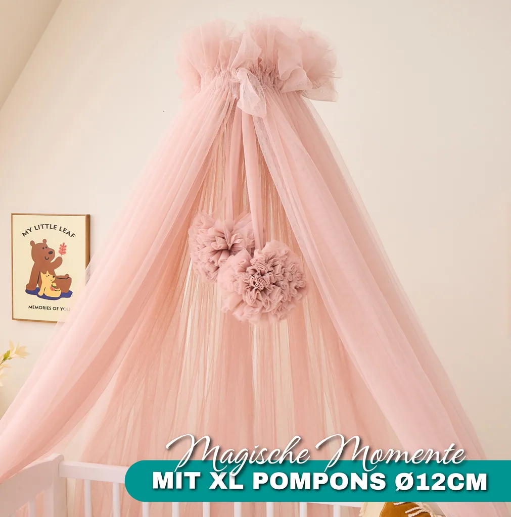 Alavya Home Betthimmel aus Tüll mit Pompons - Rosa