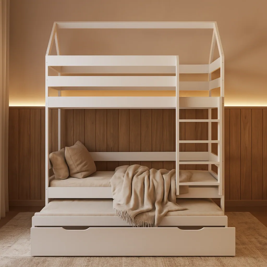 Alavya Home Etagenbett CASA mit Gästebett 80x160 cm Kiefer - Weiß