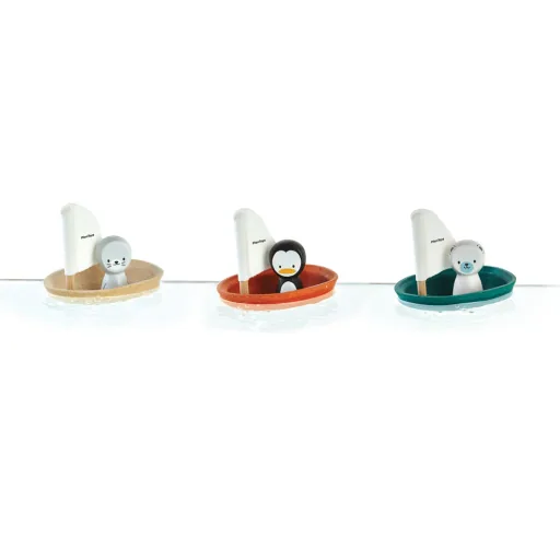 Plan Toys Badewannen-Boot orange Pinguin