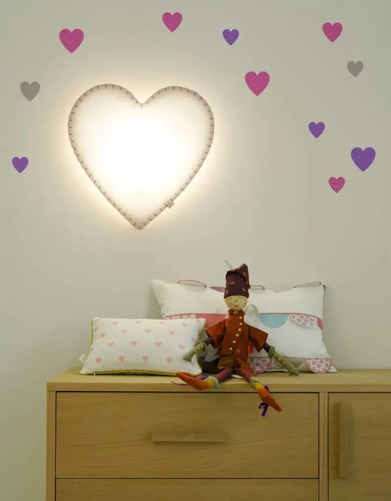 Buokids Softlampe Nachtlicht/Wandlampe Herz, Ausführung: Schnur & Stecker; Farbe der Naht: grau