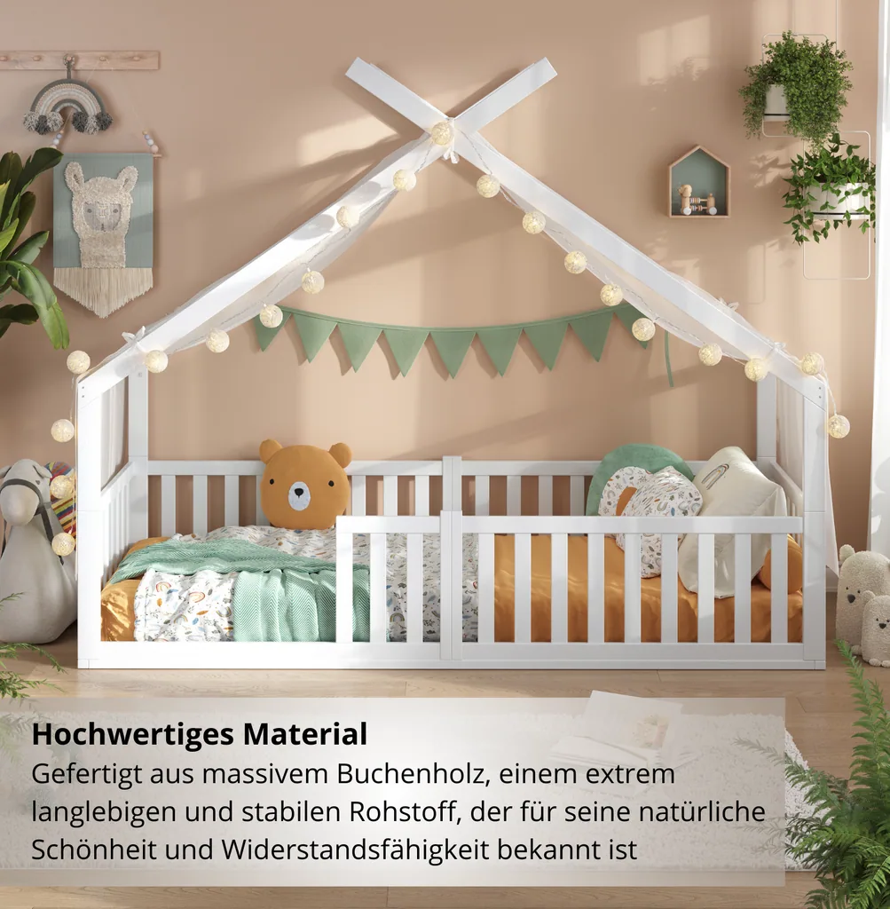 Alavya Home Bodenbett DREAM 80x160 cm Buche - Weiß