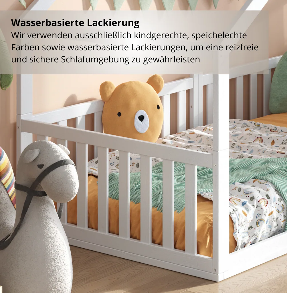 Alavya Home Bodenbett DREAM 80x160 cm Buche - Weiß