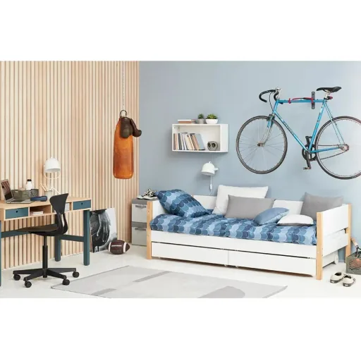 Flexa Nor Sofabett mit Gästebett weiß / Eiche