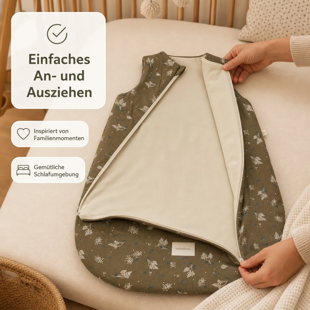 Nobodinoz STORIES Baby Schlafsack - Cocoon, 6-18 Monate, Farbe: Braunflieder