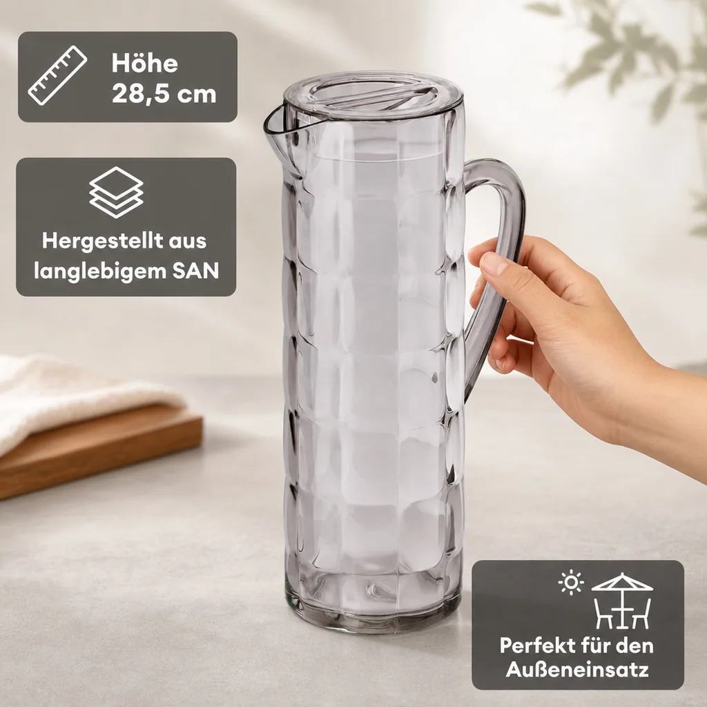 Krug, Wasserkrug - Rio, 1,5 ltr., SAN, Farbe: grau