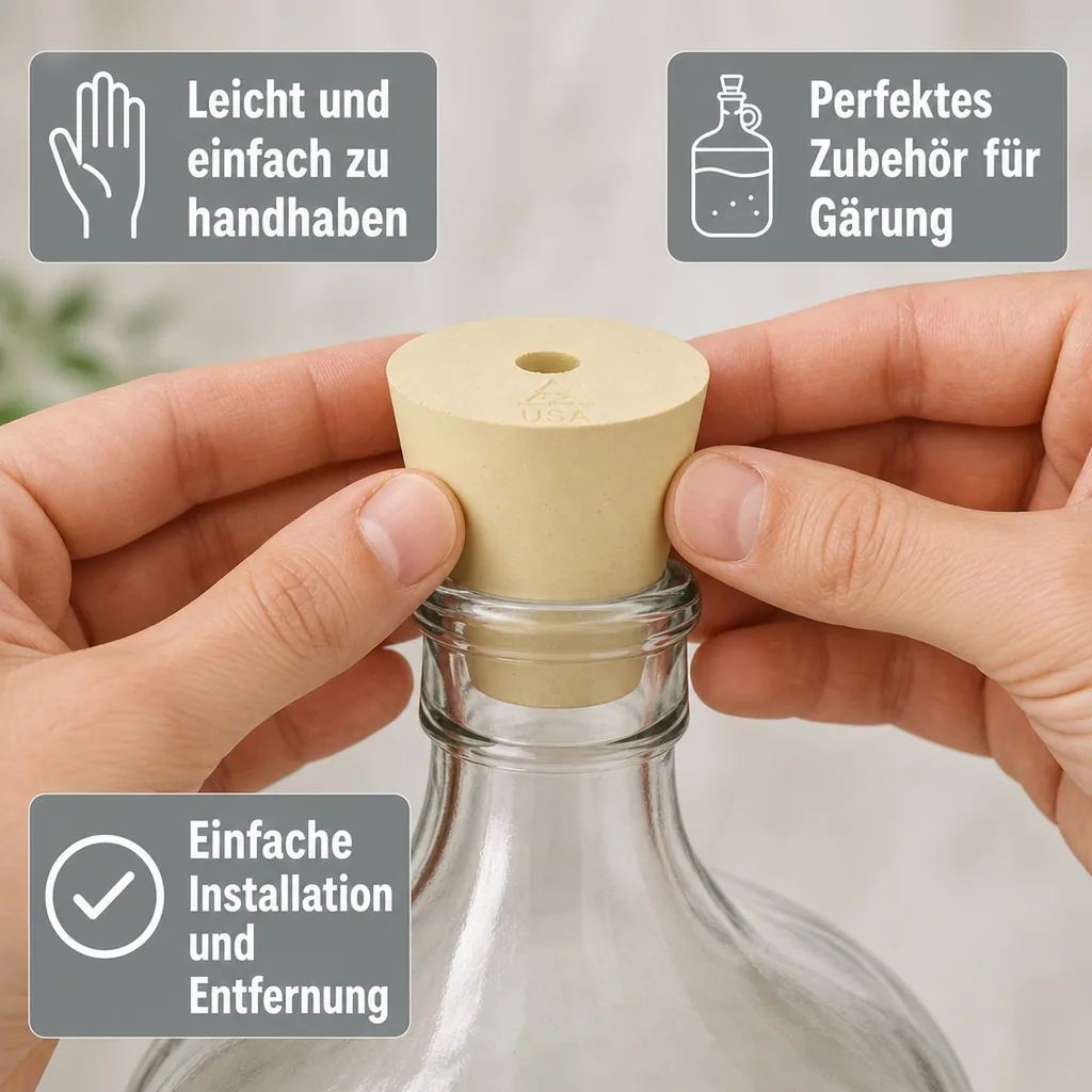 Gummistopfen für Gärungsflasche, PET 12/23L, mit Loch 9 mm