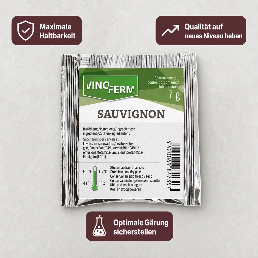 Weinhefe, Trockenhefe Wein - Vinoferm, Sauvignon, 7g