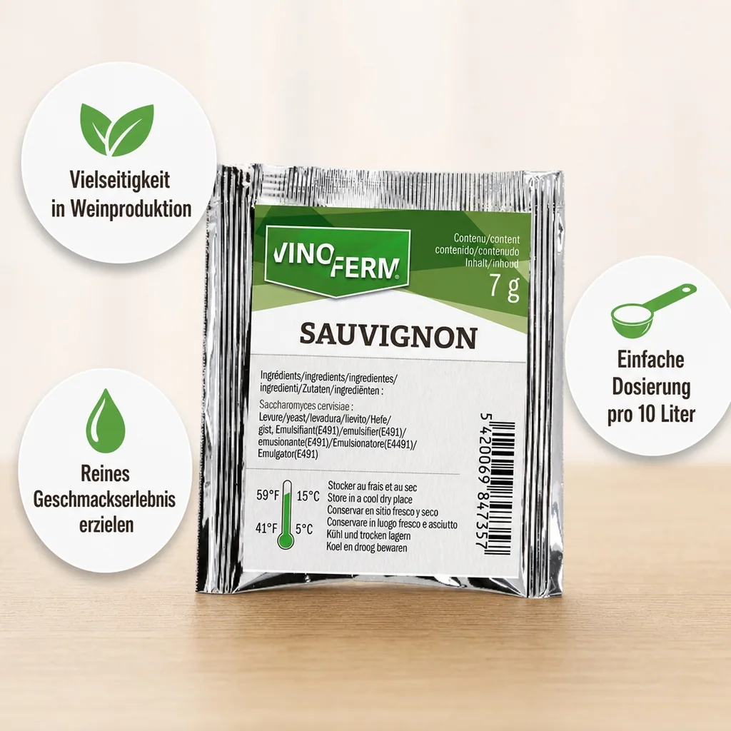 Weinhefe, Trockenhefe Wein - Vinoferm, Sauvignon, 7g