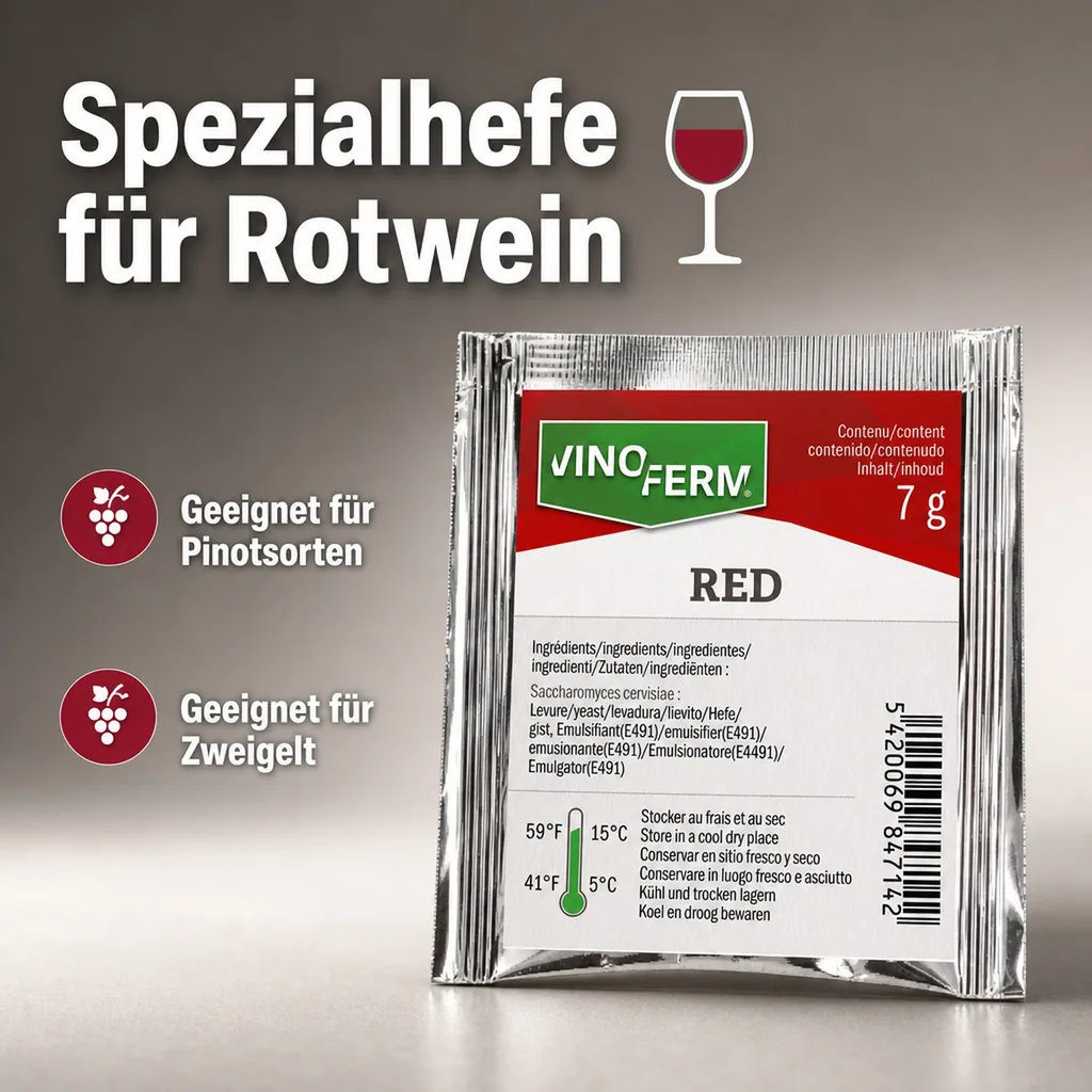Weinhefe, Trockenhefe Wein - Vinoferm, Red, 7g