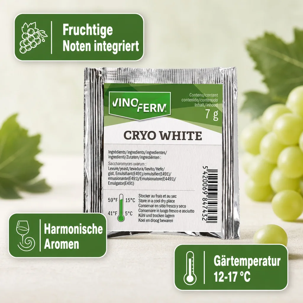 Weinhefe, Trockenhefe Wein - Vinoferm, Cryo White, 7g