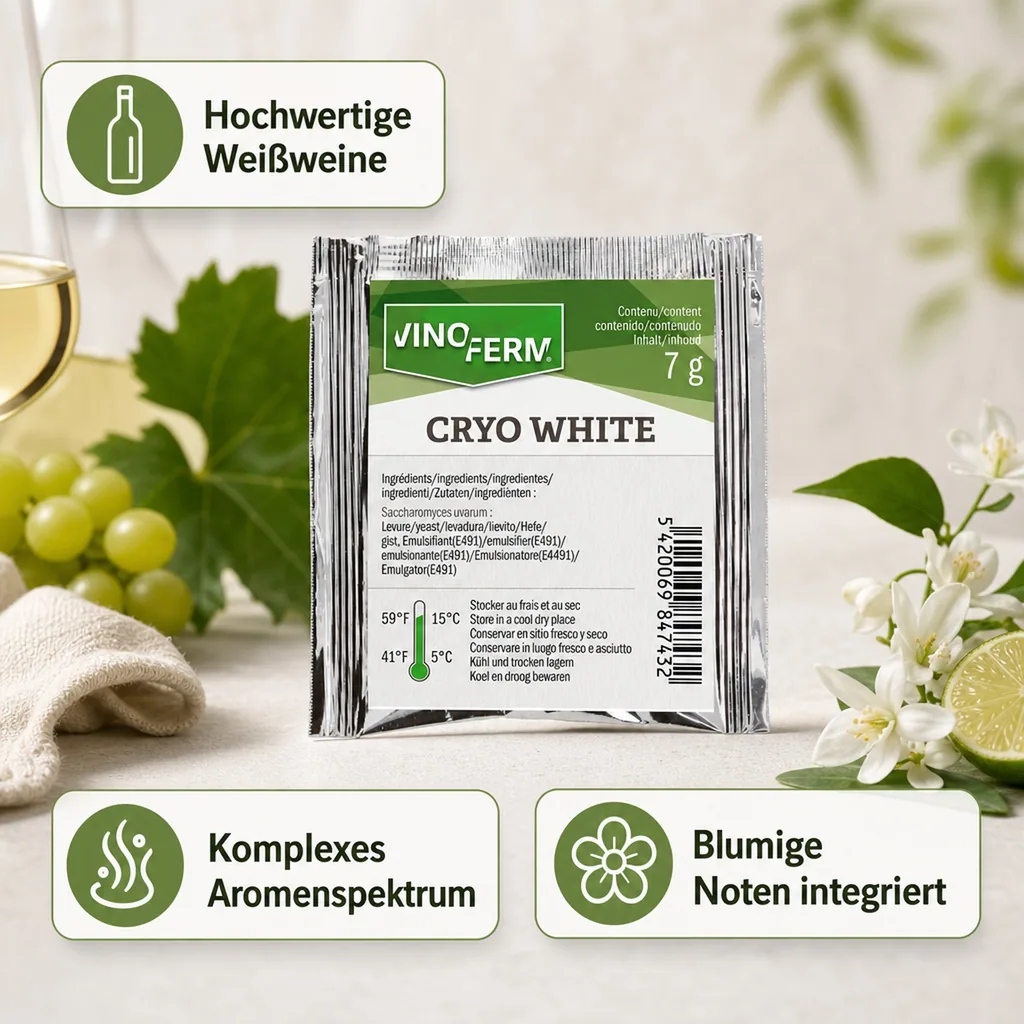 Weinhefe, Trockenhefe Wein - Vinoferm, Cryo White, 7g