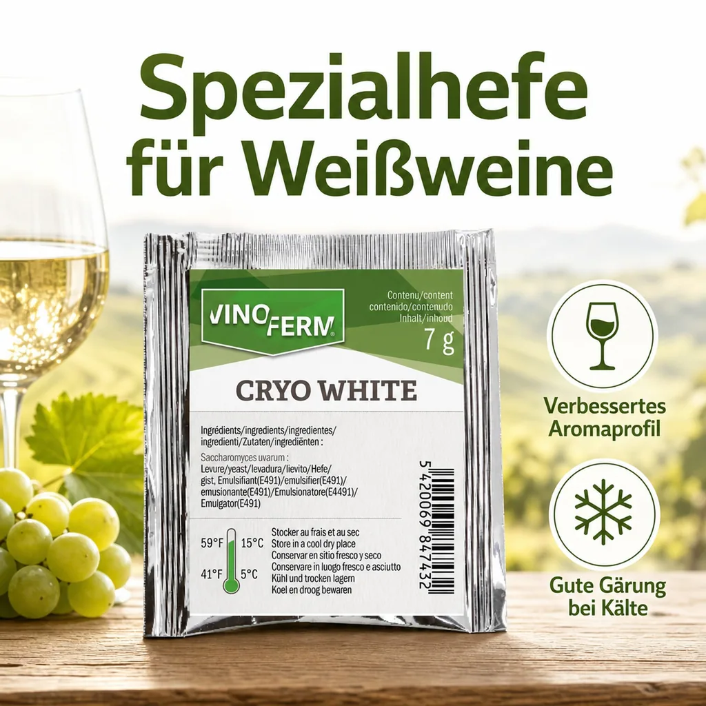 Weinhefe, Trockenhefe Wein - Vinoferm, Cryo White, 7g