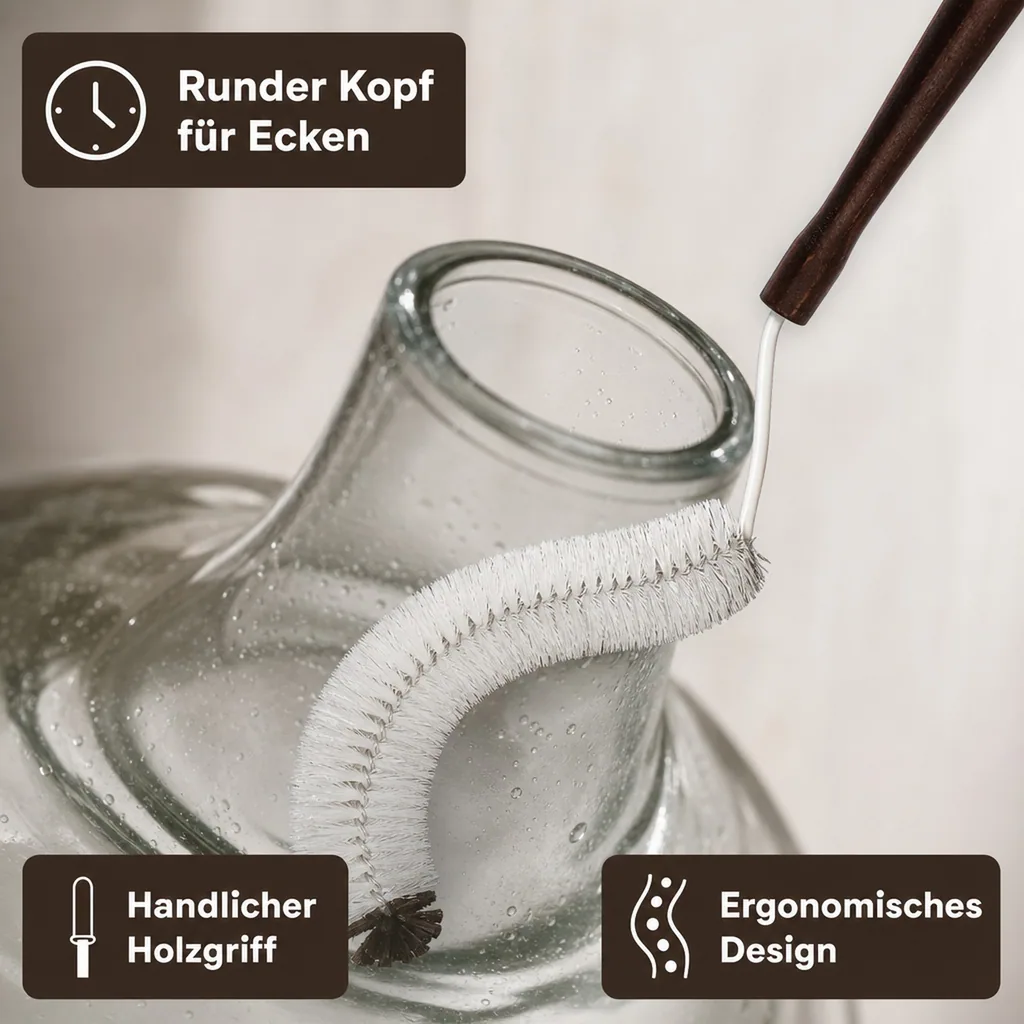 Gebogen Bürste für Weinballon, Glasballons - 15-34L
